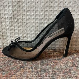 Zara Size 38 Basic Collection Swiss Dot Cap Toe Black Heels